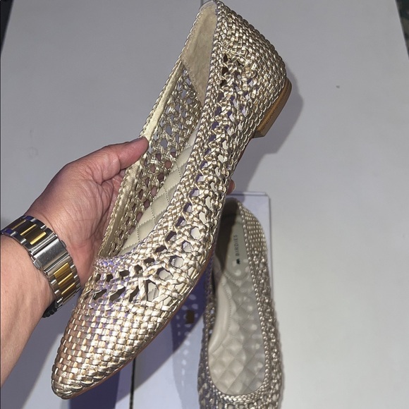 BIRDIES The Goldfinch Gold faux Leather Woven Flats Size US 9 - Picture 3 of 10